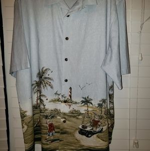 Hawaiian Golf Christmas Santa Shirt XXL Men's  EUC